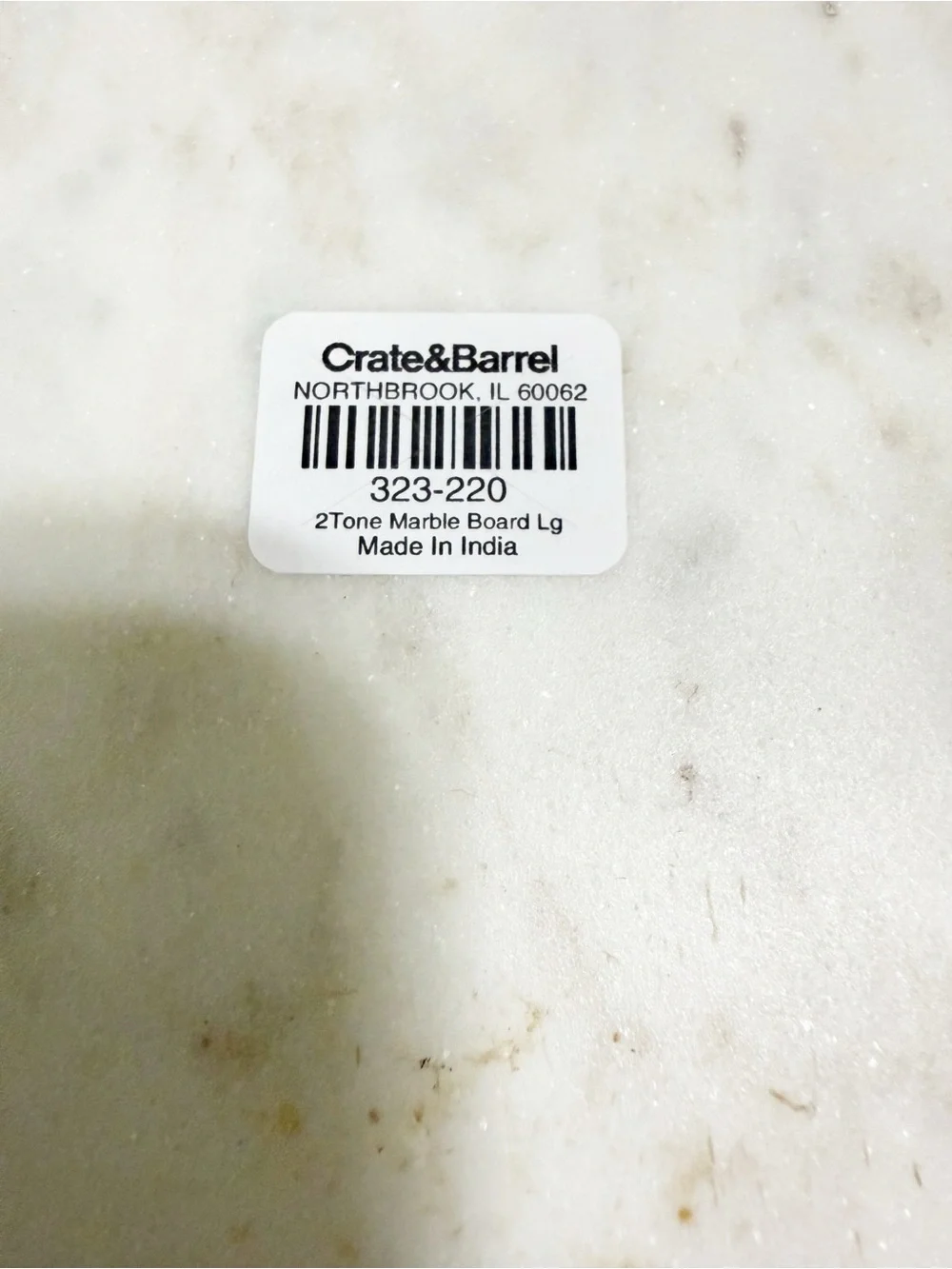 Crate & Barrel Marble Black & White Colorblock Two Tone Serving Cheese Board $89